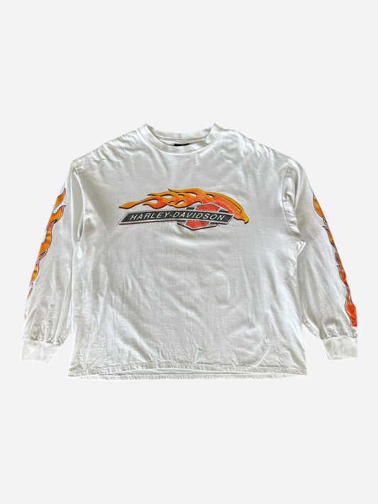 Vintage White Harley-Davidson Low Country Flame Longsleeve T-Shirt