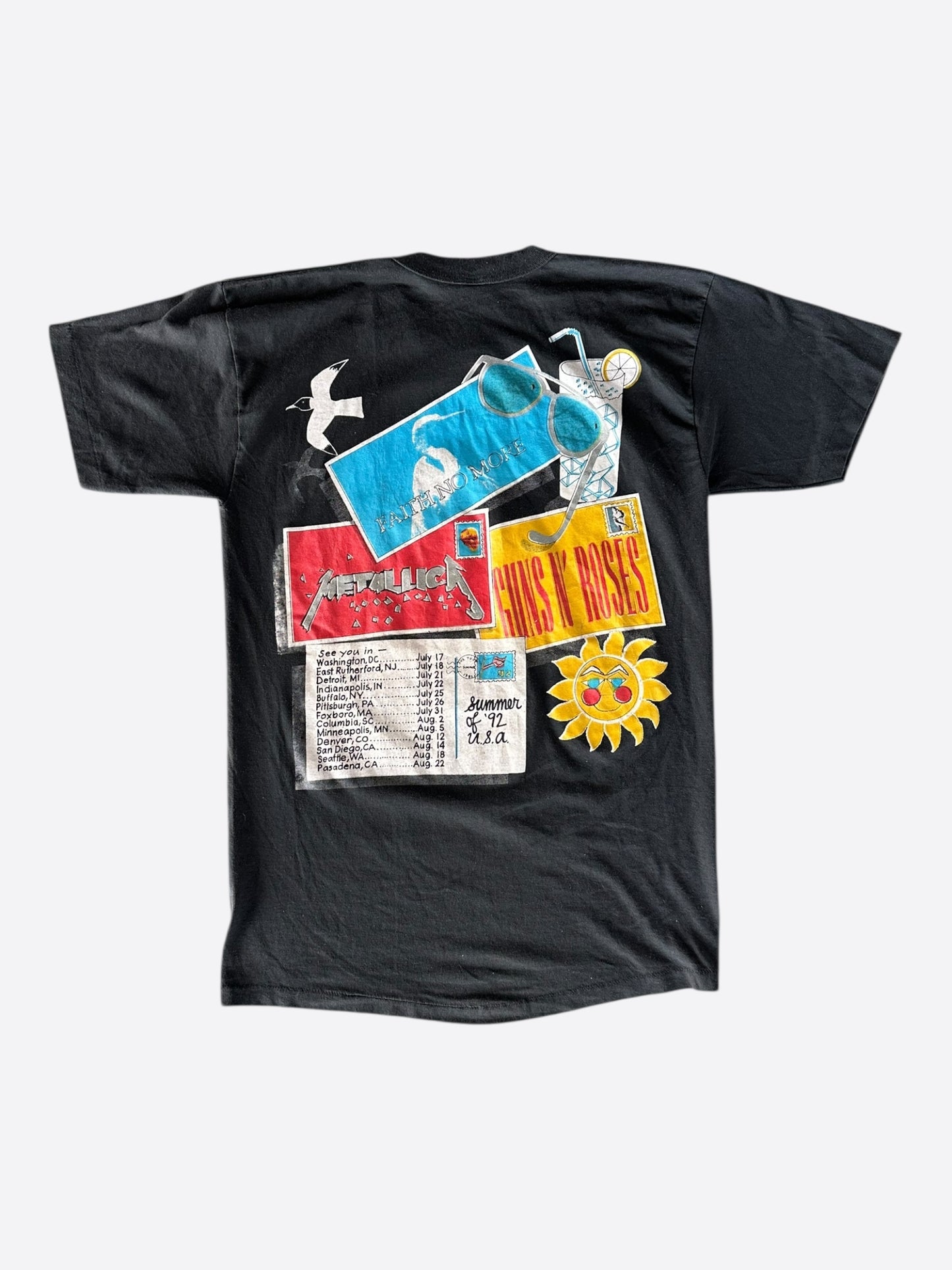 Vintage Black Guns n' Roses x Metallica Faith No More Tour T-Shirt