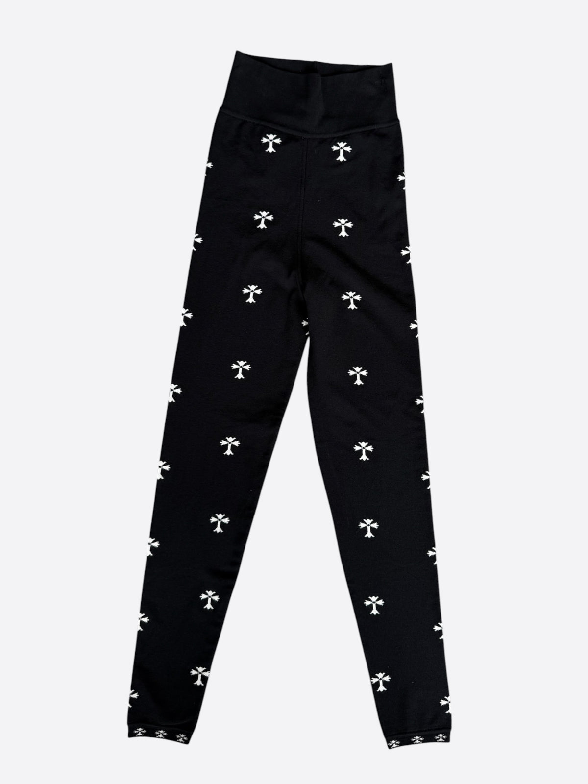 Chrome Hearts Black & White Cross Jacquard Leggings