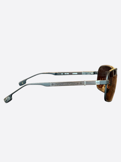 Chrome Hearts Silver & Ebony Wood Loomer Sunglasses