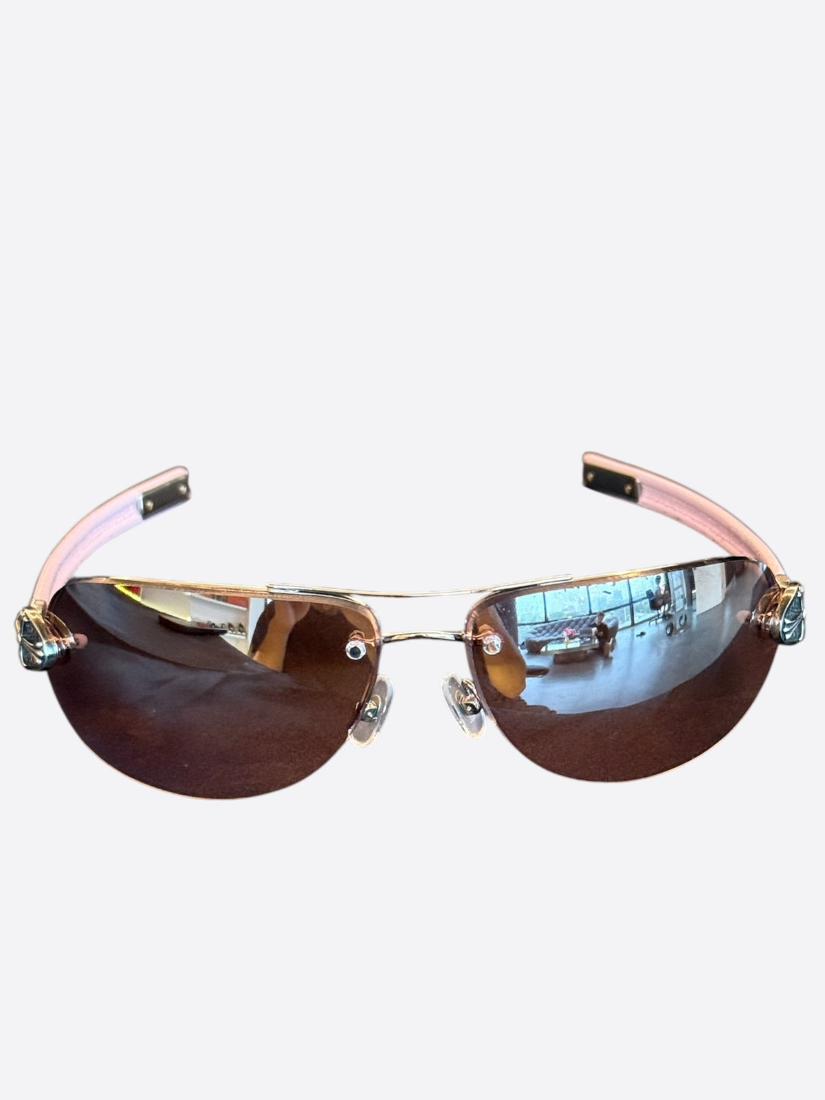 Chrome Hearts Pink & Silver Classic Oval Sunglasses