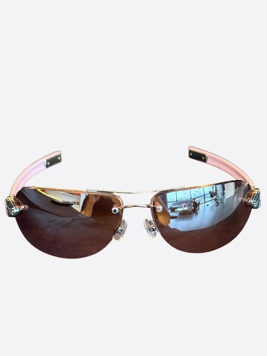 Chrome Hearts Pink & Silver Classic Oval Sunglasses