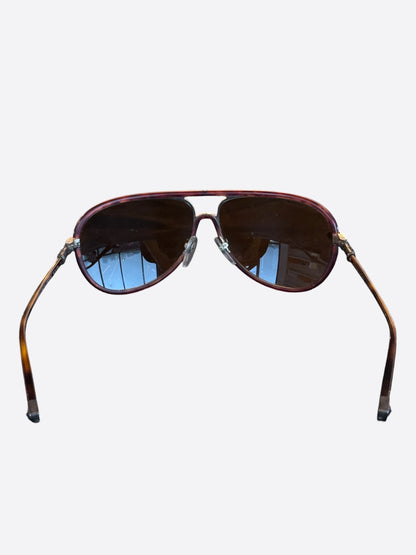 Chrome Hearts Brown & Silver M. Flaps Sunglasses