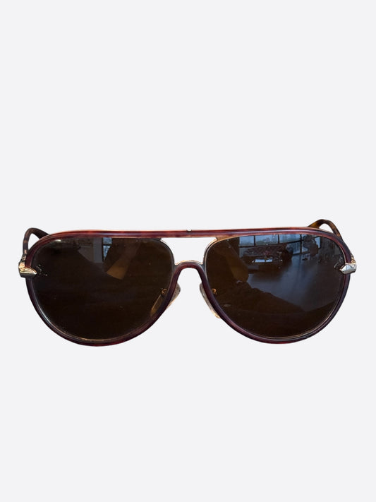 Chrome Hearts Brown & Silver M. Flaps Sunglasses