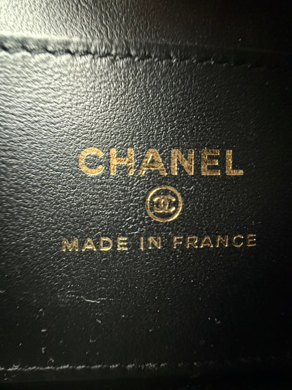 Chanel Black Lambskin Quilted Mini Tab Flap Bag