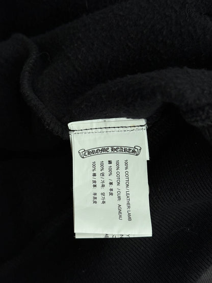 Chrome Hearts Black Leather Horseshoe Logo Zip Up Hoodie