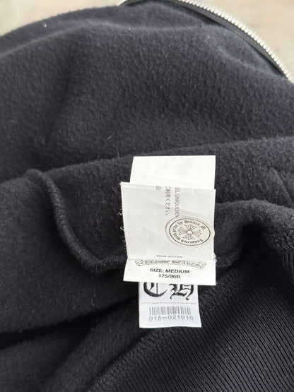 Chrome Hearts Black Leather Horseshoe Logo Zip Up Hoodie