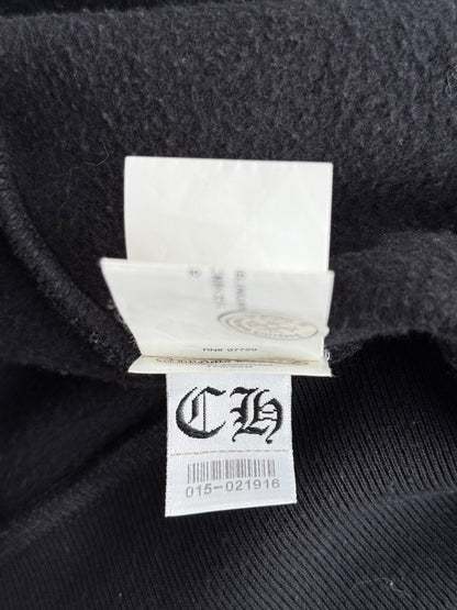 Chrome Hearts Black Leather Horseshoe Logo Zip Up Hoodie