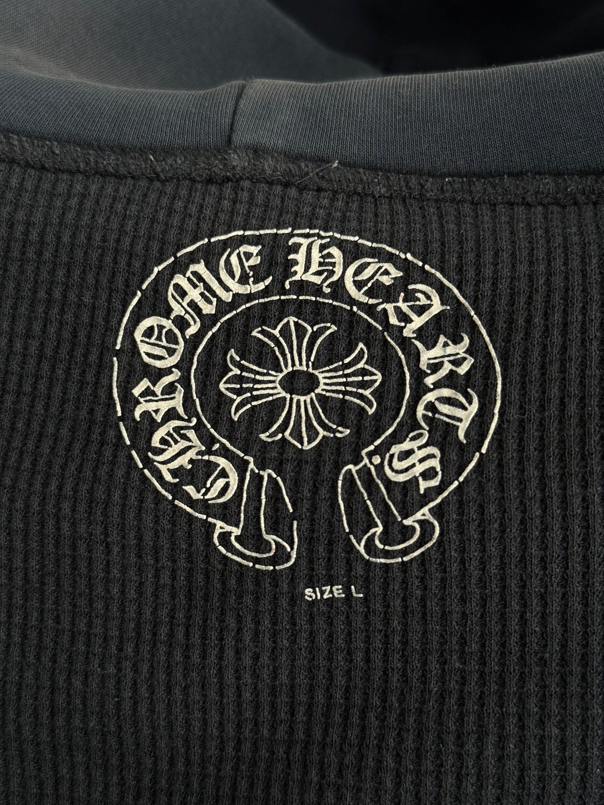 Chrome Hearts Black & White Stars Horseshoe Logo Thermal Zip Up Hoodie