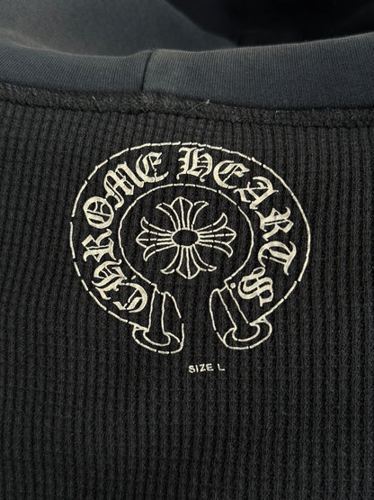 Chrome Hearts Black & White Stars Horseshoe Logo Thermal Zip Up Hoodie