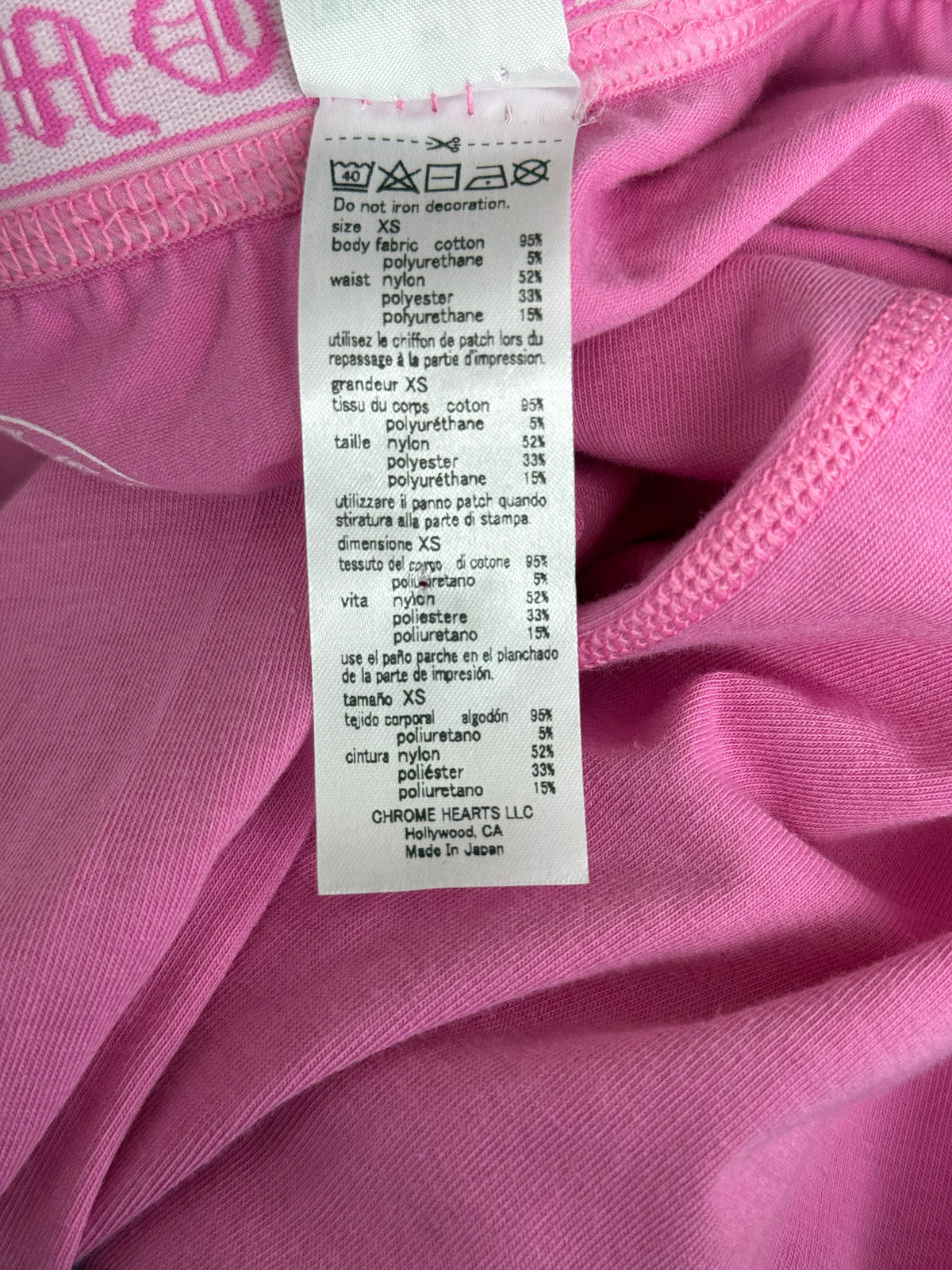 Chrome Hearts Pink & White Horseshoe Logo Leggings