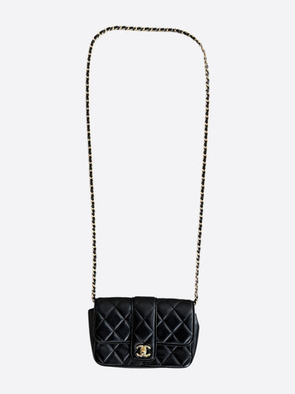 Chanel Black Lambskin Quilted Mini Tab Flap Bag