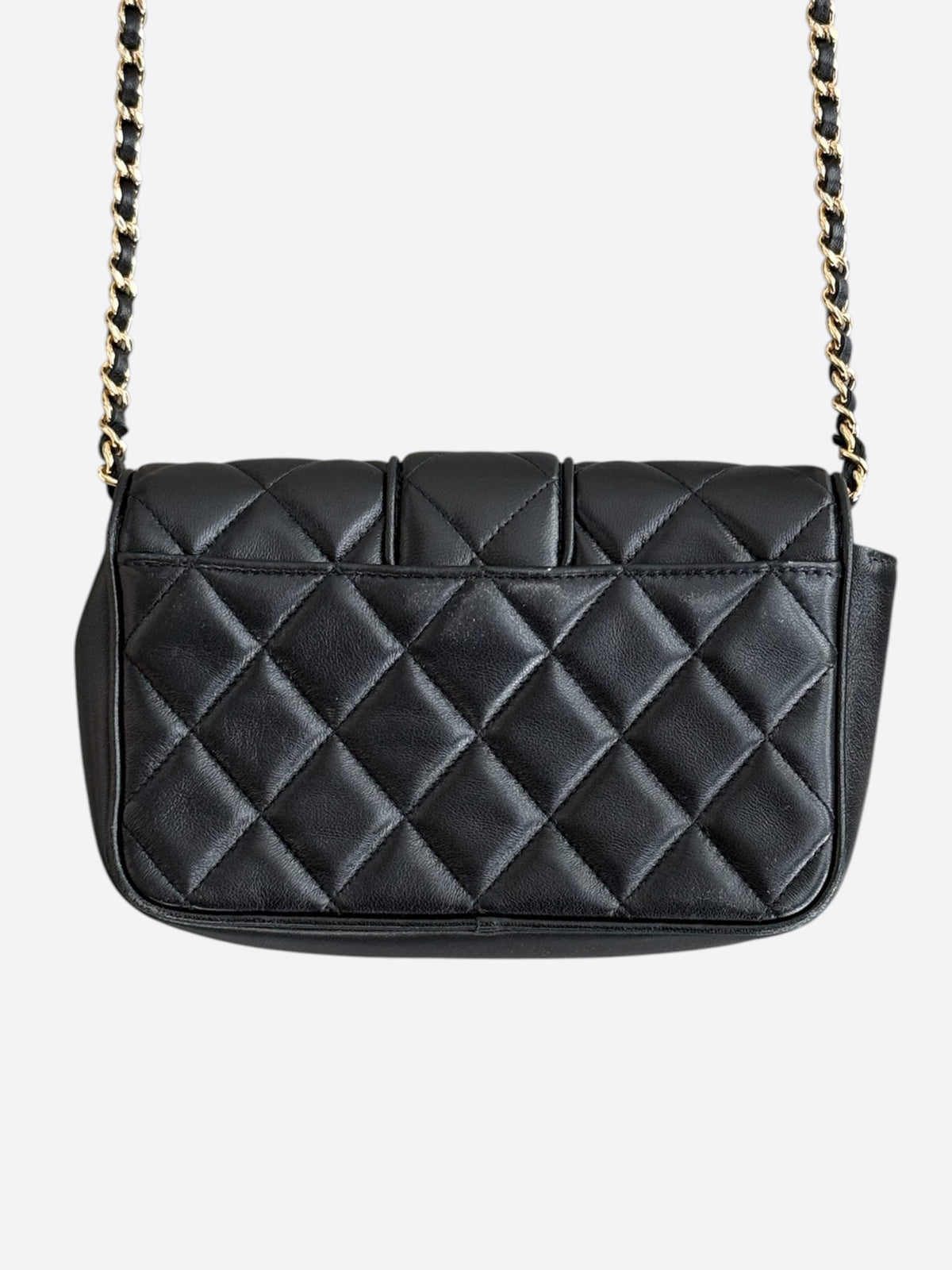 Chanel Black Lambskin Quilted Mini Tab Flap Bag