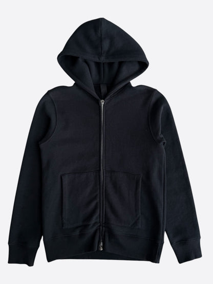 Chrome Hearts Black Leather Horseshoe Logo Zip Up Hoodie