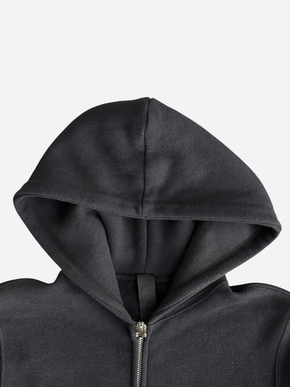 Chrome Hearts Black Leather Horseshoe Logo Zip Up Hoodie