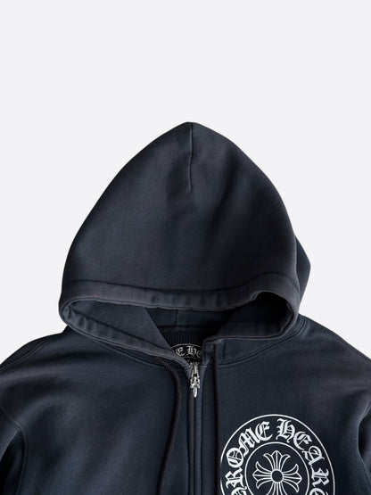 Chrome Hearts Black & White Stars Horseshoe Logo Thermal Zip Up Hoodie