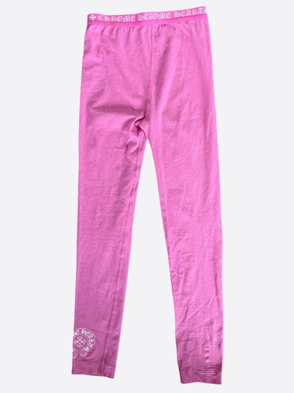 Chrome Hearts Pink & White Horseshoe Logo Leggings