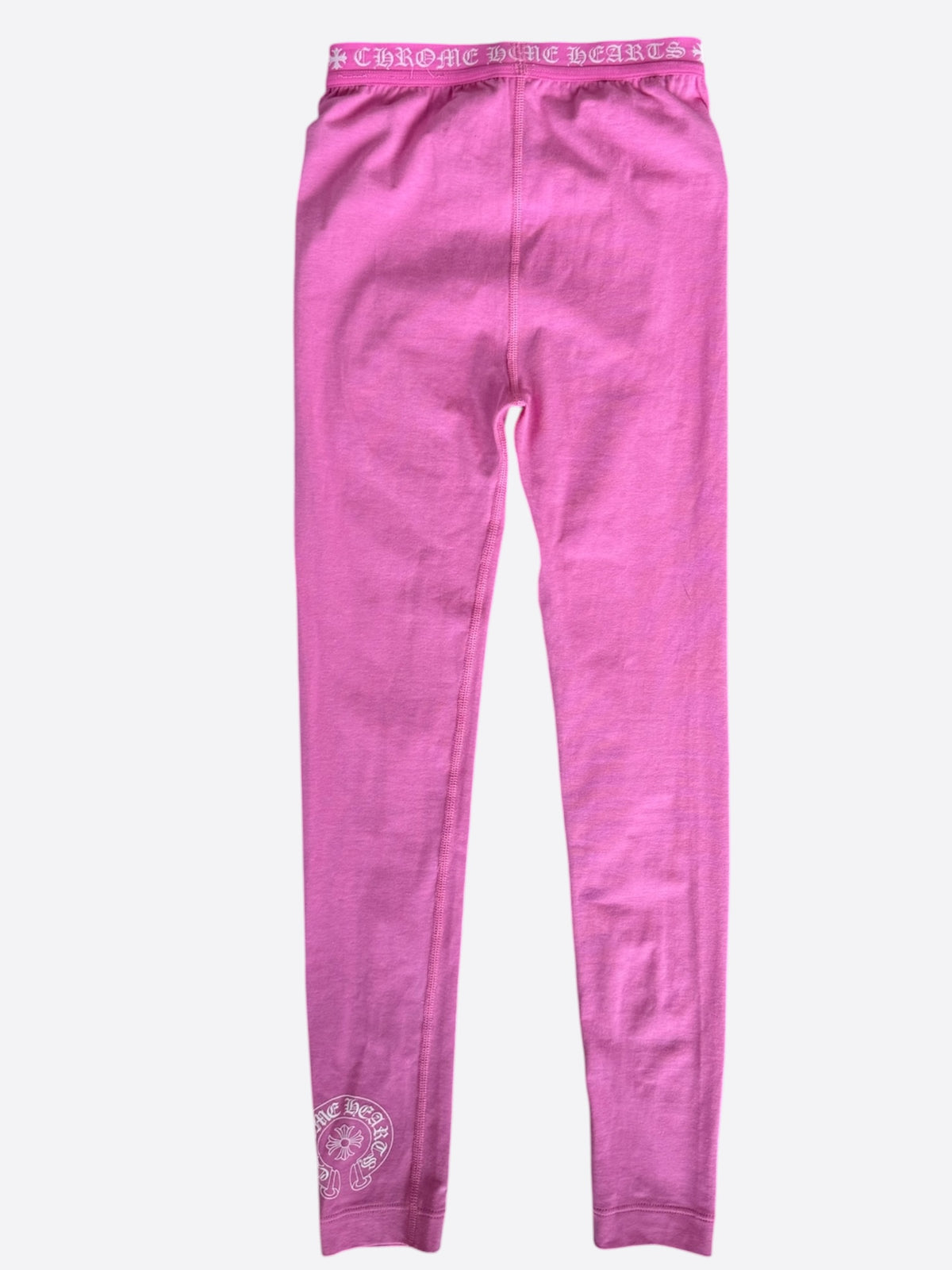 Chrome Hearts Pink & White Horseshoe Logo Leggings