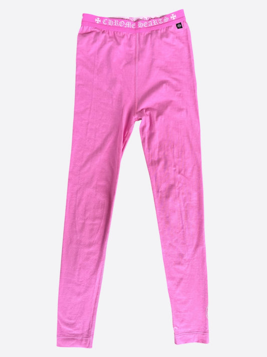 Chrome Hearts Pink & White Horseshoe Logo Leggings