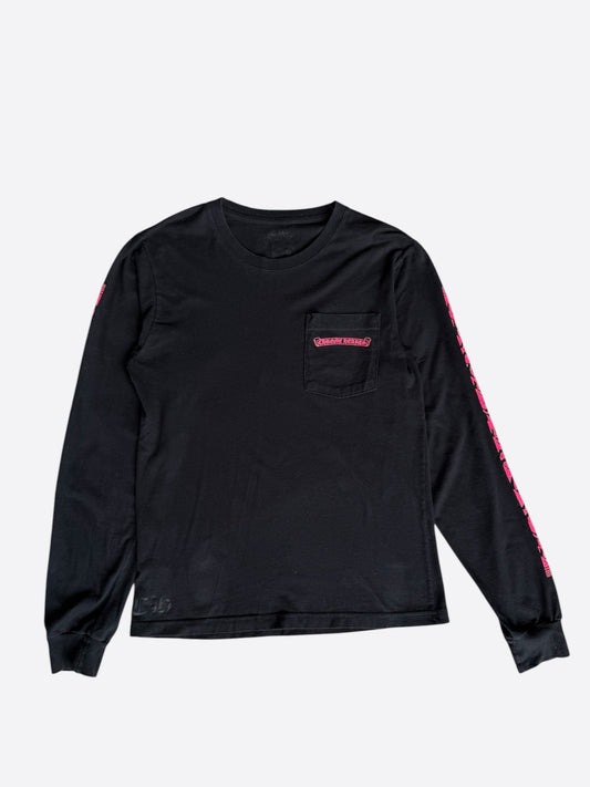 Chrome Hearts Black & Pink Logo Longsleeve T-Shirt
