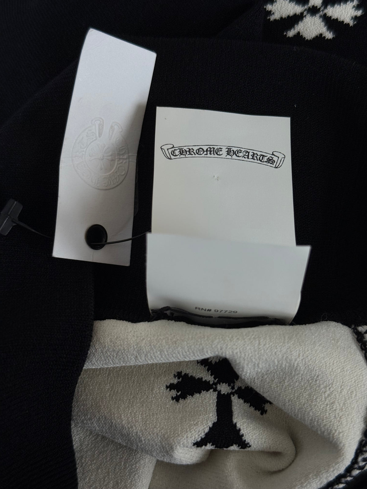 Chrome Hearts Black & White Cross Jacquard Leggings