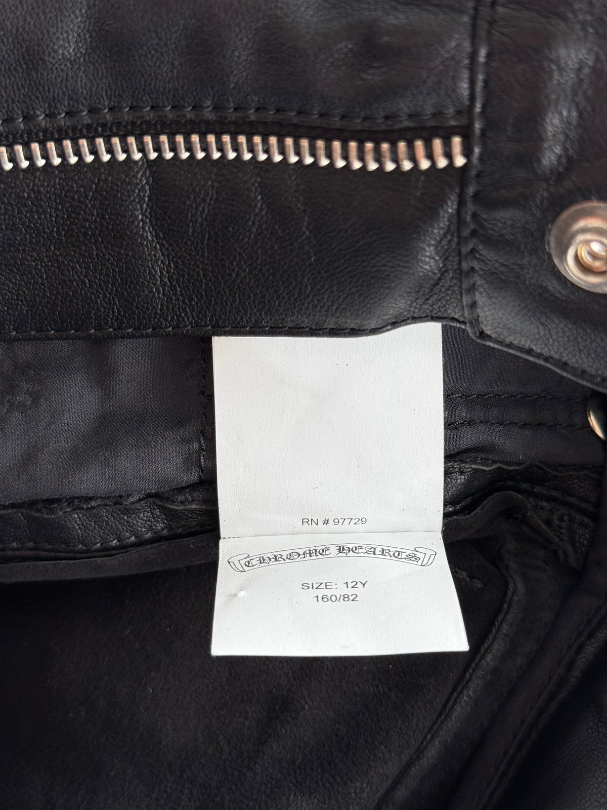 Chrome Hearts Black Leather Cross Patch Fleur Knee Kid's Jeans