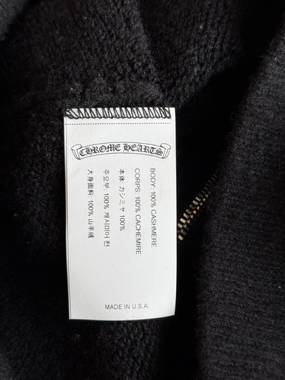 Chrome Hearts Black & White Floral Cashmere Zip Up Hoodie