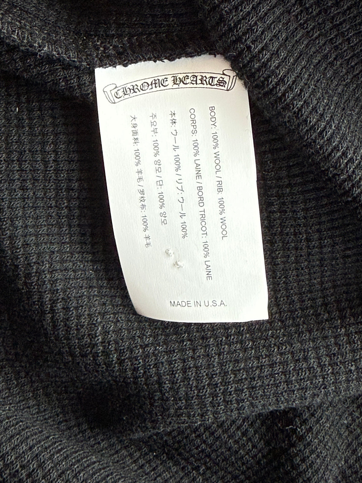 Chrome Hearts Black Embroidered CH Logo Thermal Henley T-Shirt