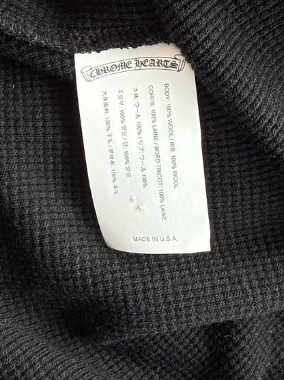 Chrome Hearts Black Embroidered CH Logo Thermal Henley T-Shirt