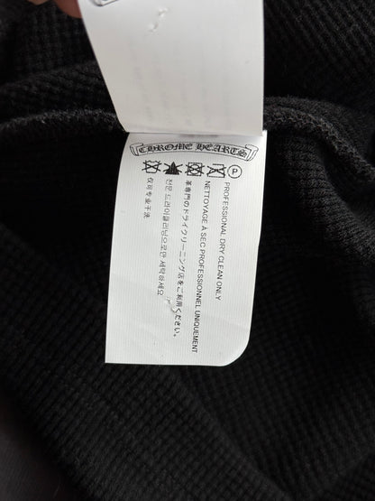 Chrome Hearts Black Embroidered CH Logo Thermal Henley T-Shirt