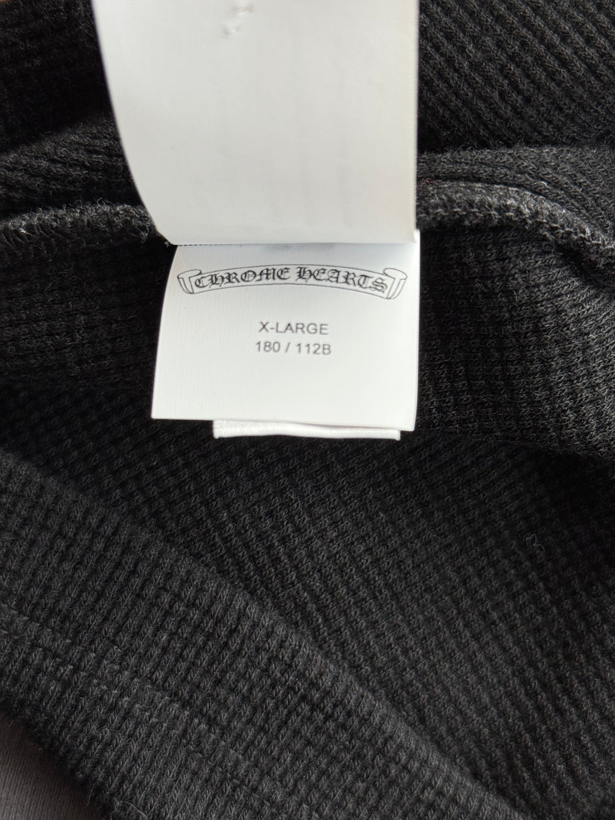 Chrome Hearts Black Embroidered CH Logo Thermal Henley T-Shirt