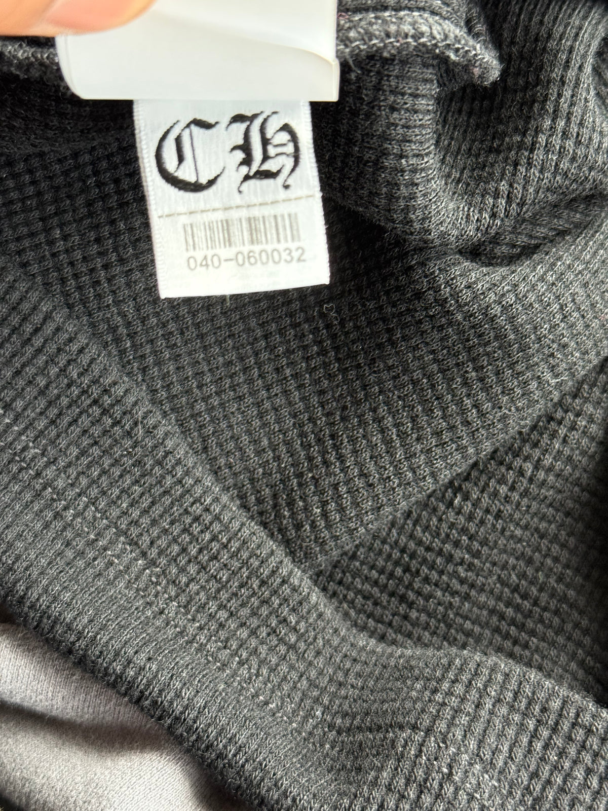 Chrome Hearts Black Embroidered CH Logo Thermal Henley T-Shirt