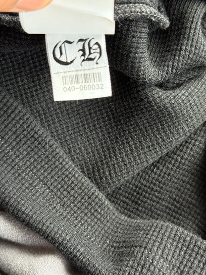 Chrome Hearts Black Embroidered CH Logo Thermal Henley T-Shirt