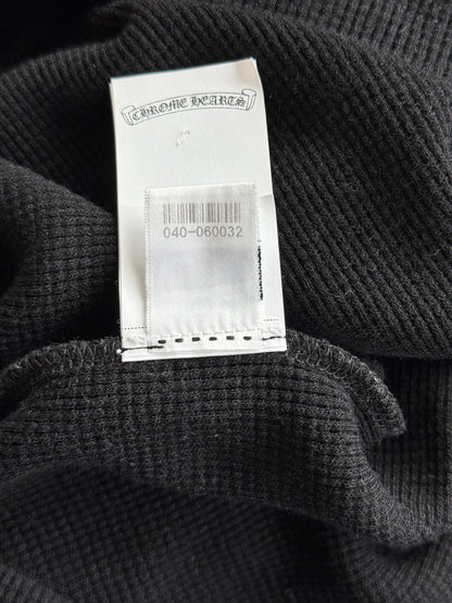 Chrome Hearts Black Embroidered CH Logo Thermal Henley T-Shirt