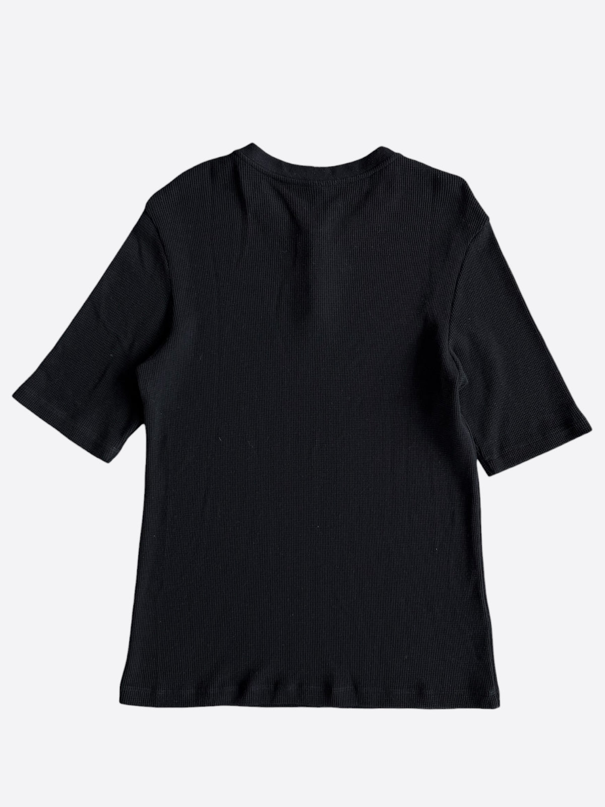 Chrome Hearts Black Embroidered CH Logo Thermal Henley T-Shirt