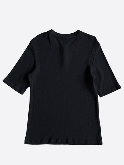 Chrome Hearts Black Embroidered CH Logo Thermal Henley T-Shirt