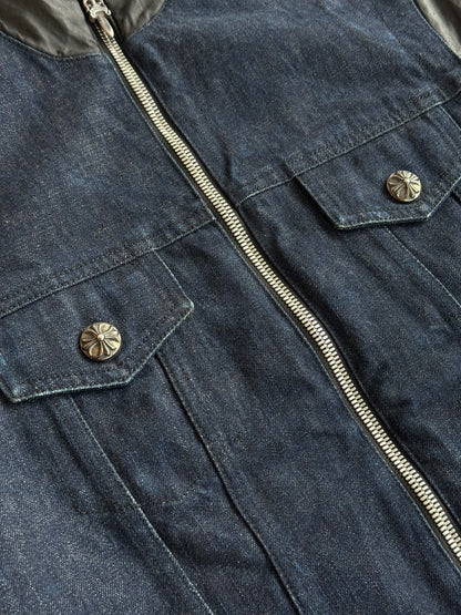 Chrome Hearts Blue & Black Hybrid Denim Jacket