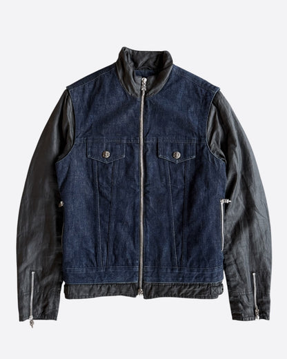 Chrome Hearts Blue & Black Hybrid Denim Jacket