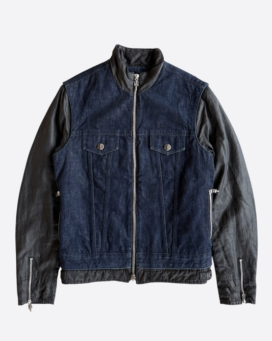 Chrome Hearts Blue & Black Hybrid Denim Jacket