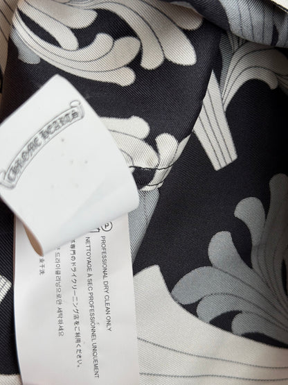 Chrome Hearts Black & White Floral Plus Cross Silk Button Up Shirt