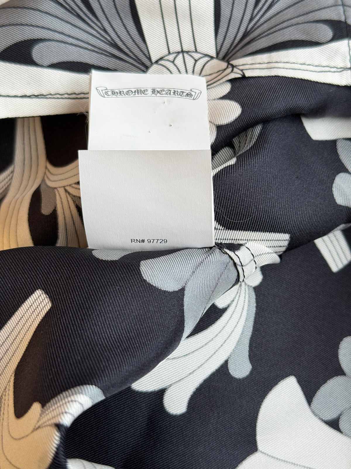 Chrome Hearts Black & White Floral Plus Cross Silk Button Up Shirt