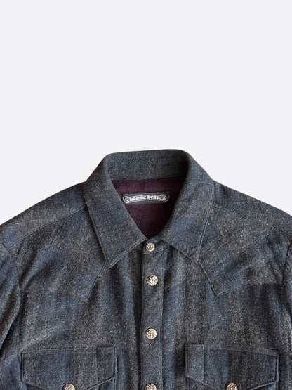 Chrome Hearts Blue & Black Cross Patch Flannel
