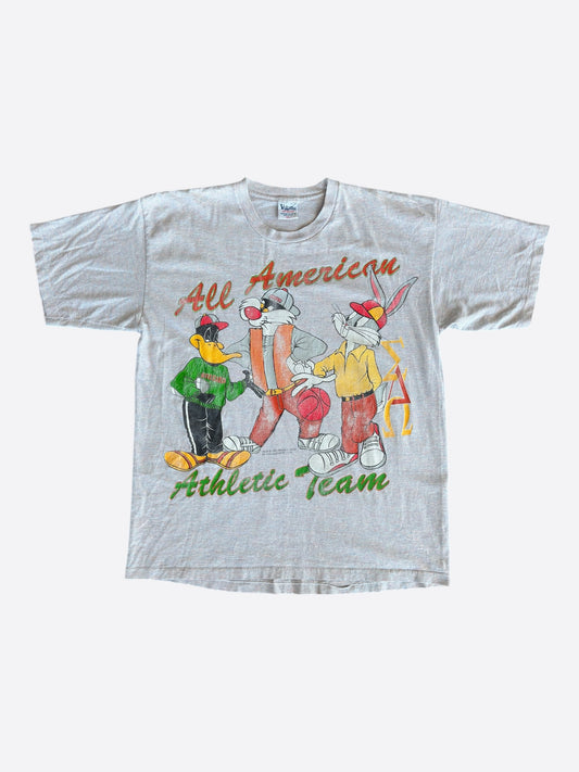 Vintage Grey Looney Tunes University of Miami Cartoon T-Shirt