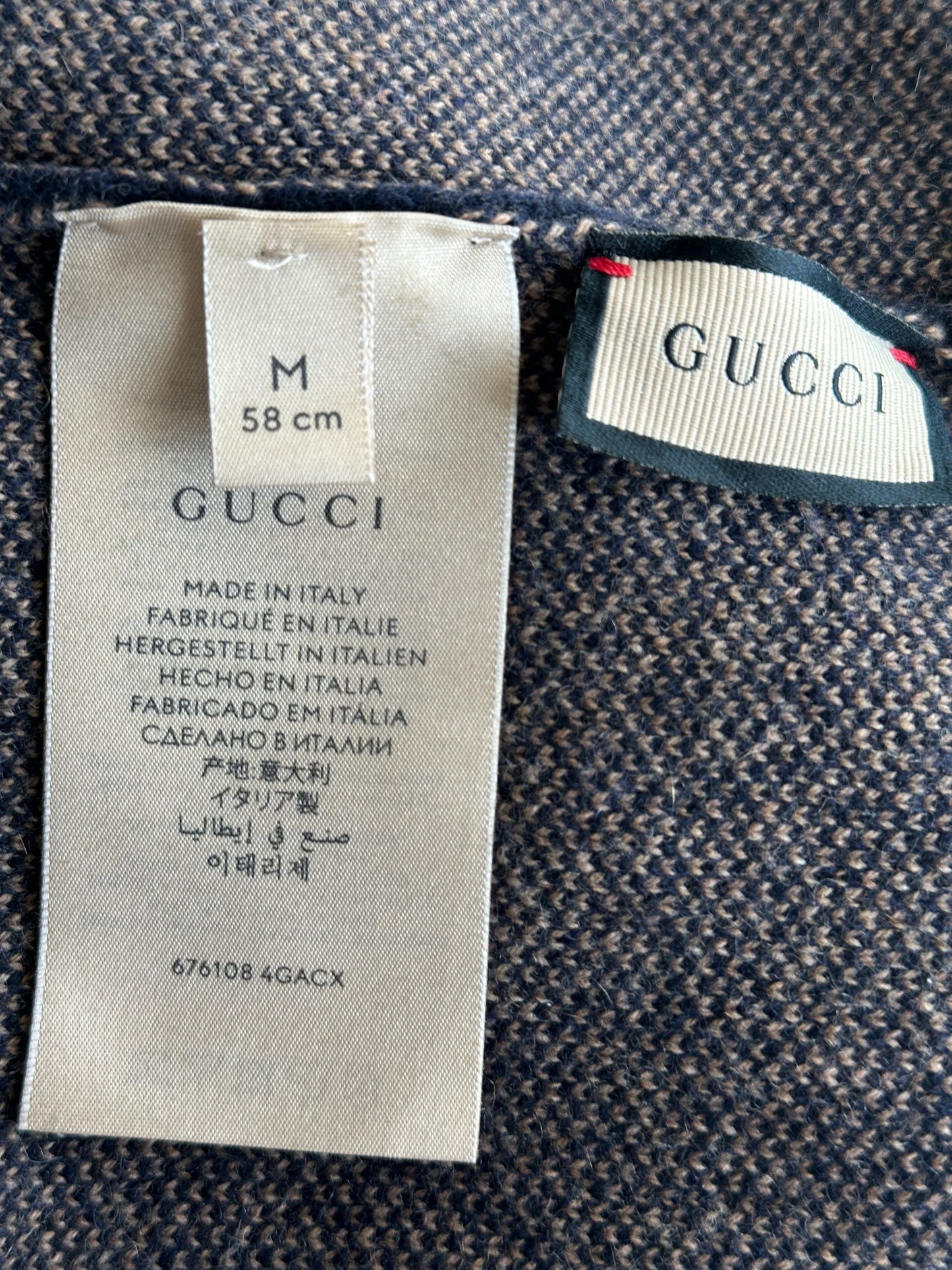 Gucci Navy & Beige GG Logo Beanie