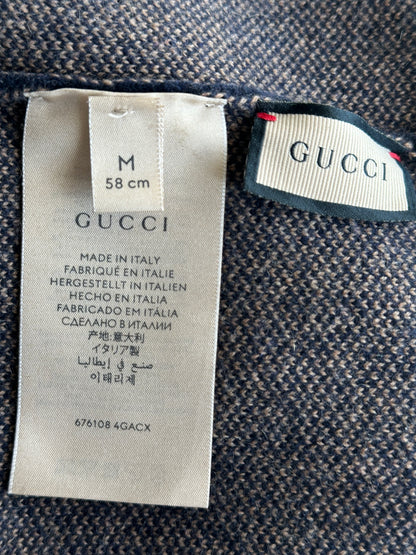 Gucci Navy & Beige GG Logo Beanie