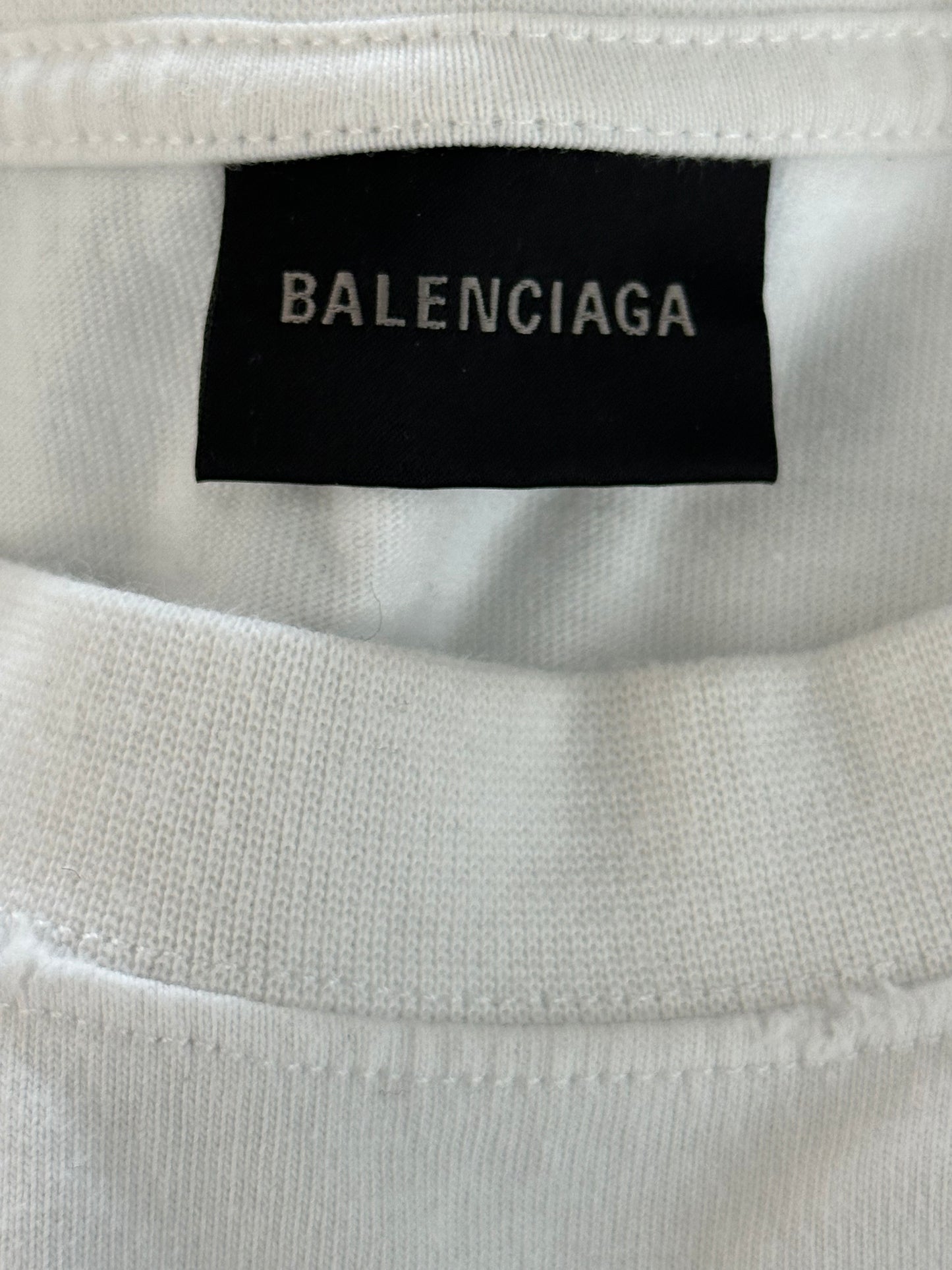 Balenciaga White & Black BB Logo T-Shirt