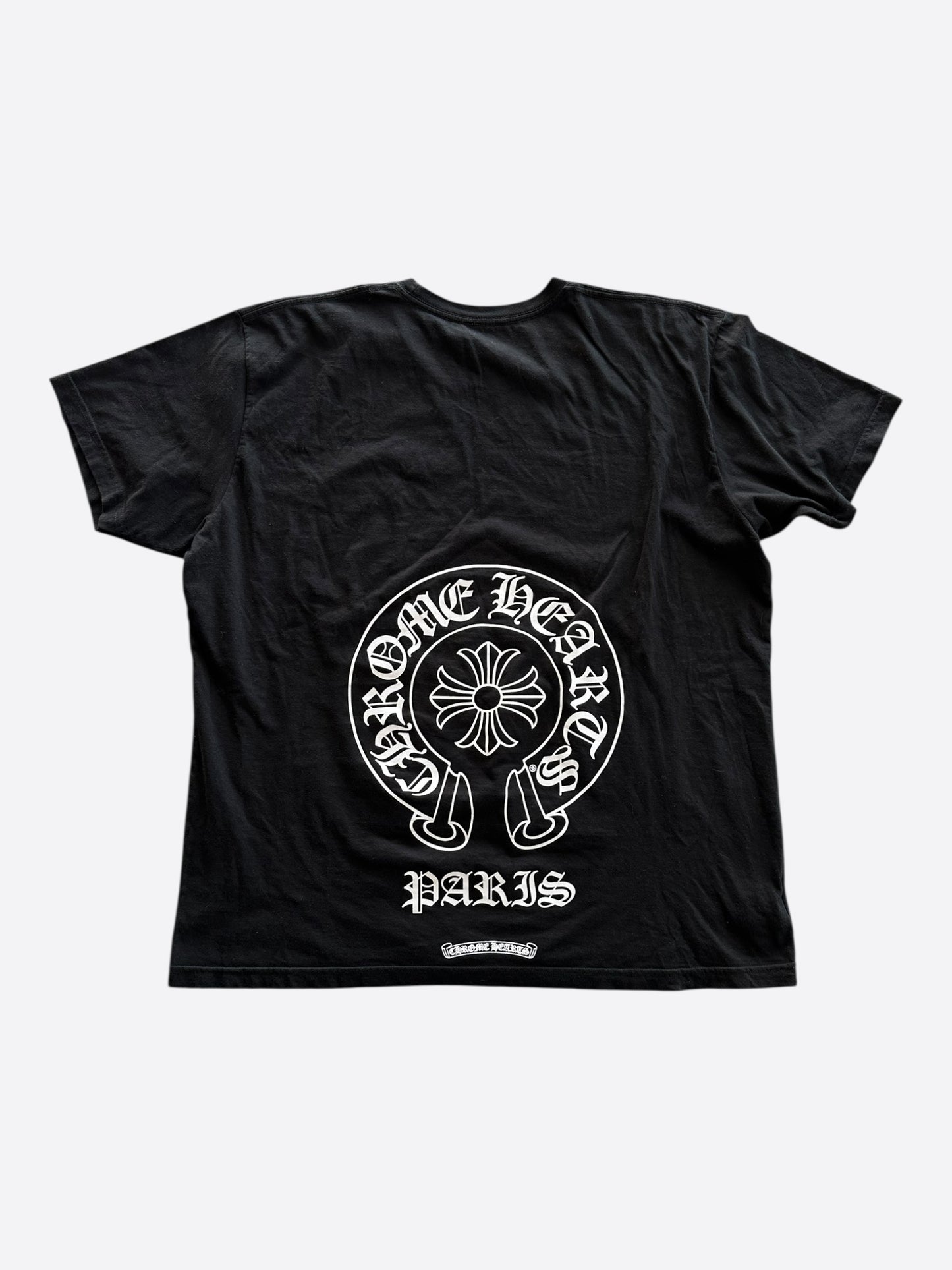 Chrome Hearts Black & White Paris Horseshoe Logo T-Shirt