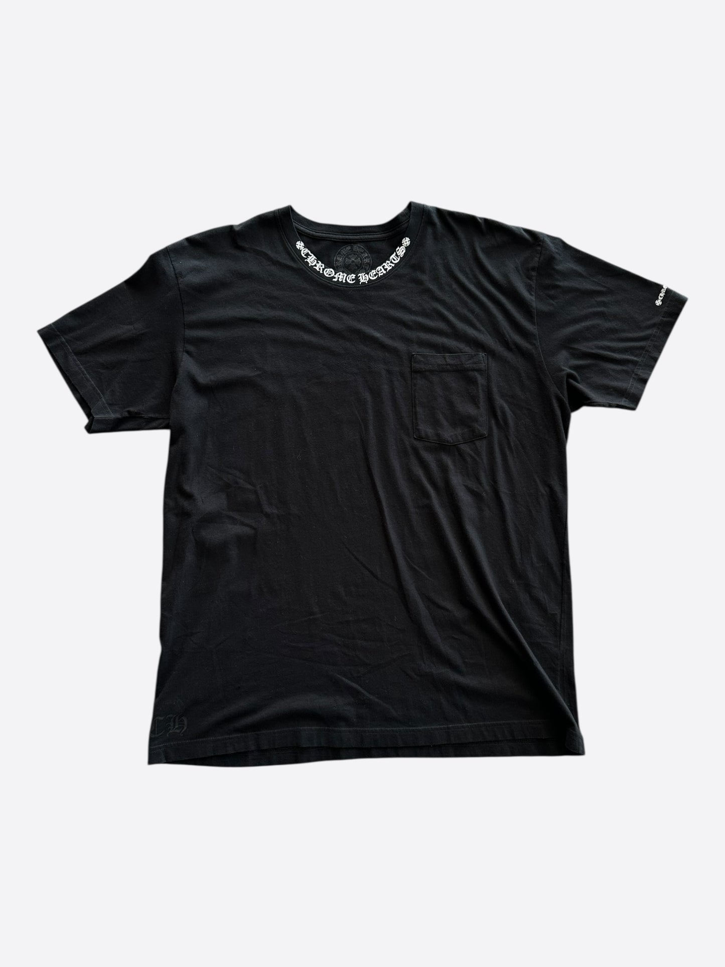 Chrome Hearts Black & White Neck Logo T-Shirt