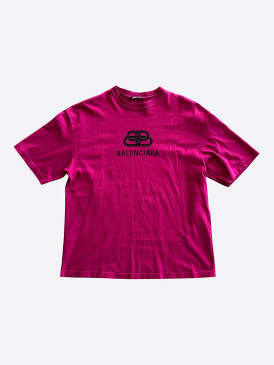 Balenciaga Pink & Black BB Logo T-Shirt