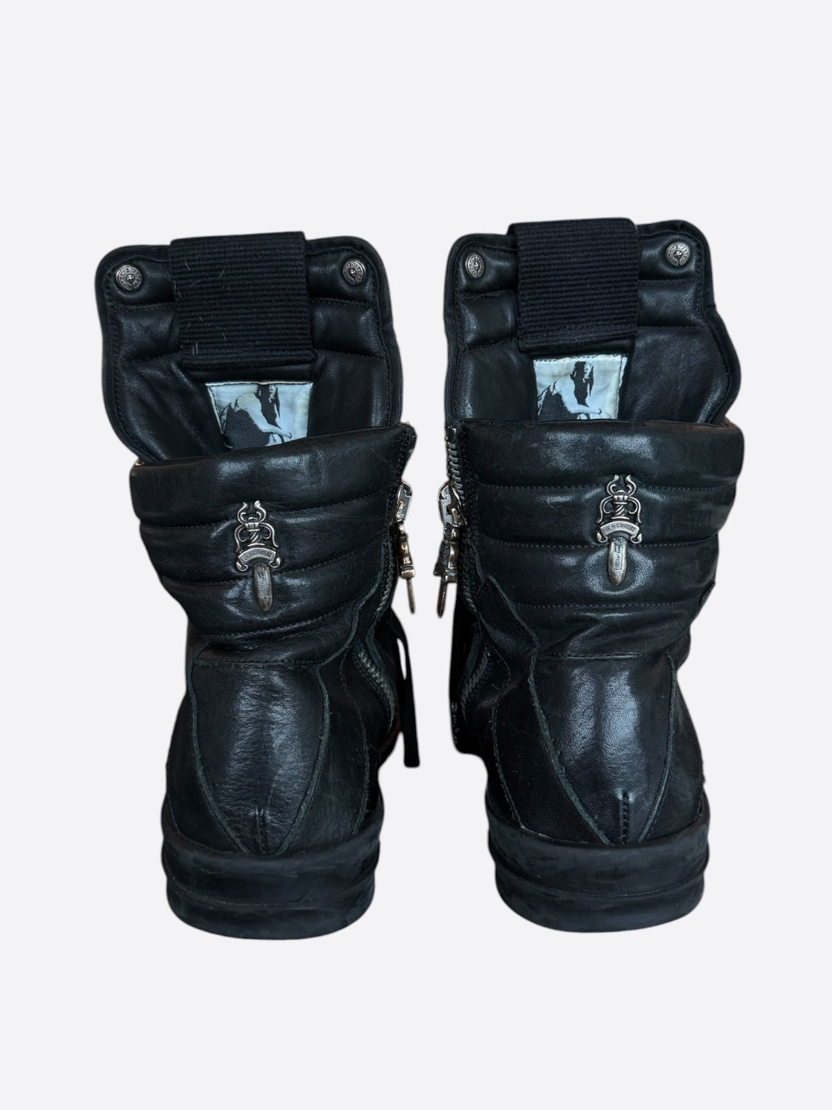 Rick Owens Chrome Hearts Black & Silver Cross Geobaskets